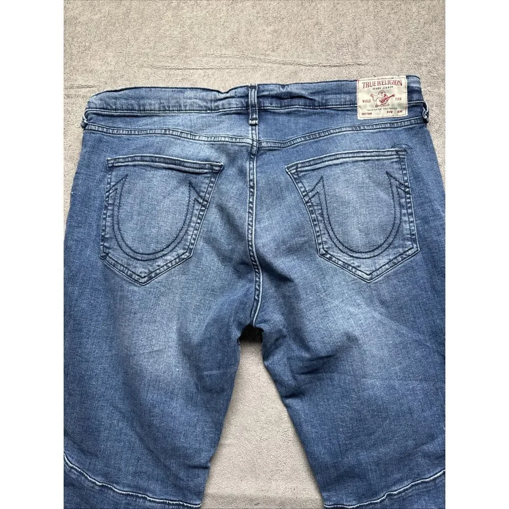 true religion rocco Moto Stitched relaxed skinny jeans 36x33‎ Blue Denim